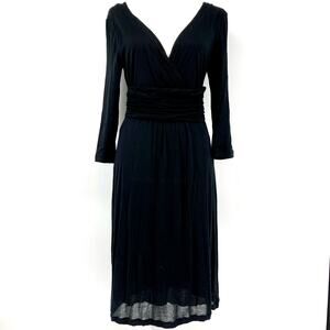 Boden black‎ semi-wrap V neck fit flare lined jersey dress (4)